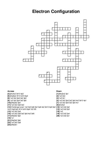 electron configuration crossword puzzle|Electron Configuration Crossword Puzzle w/ Configuration as .